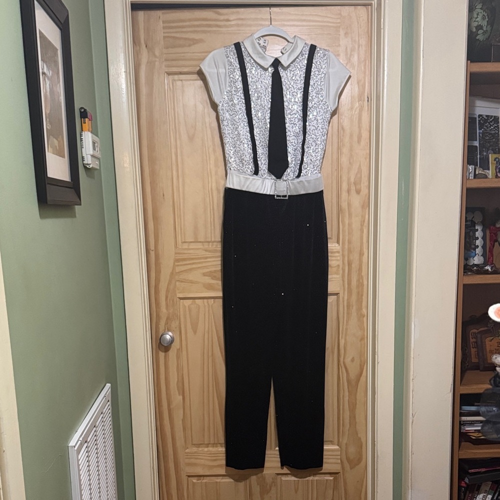 Weissman Black and White Sequin Jumpsuit Costume Dance wear